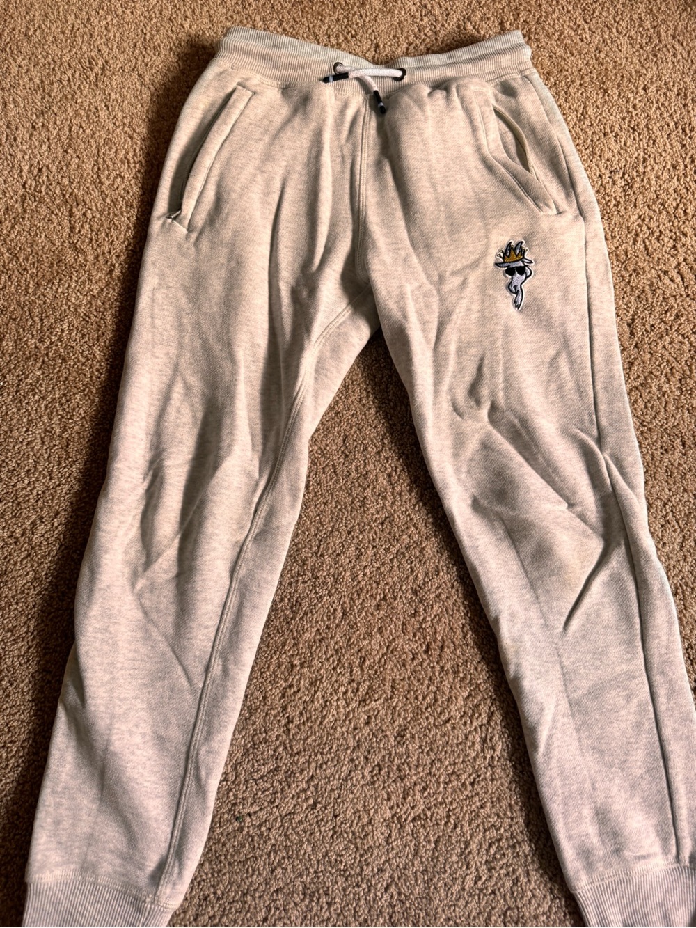 GOAT Kids Light Gray Jogger Sweatpants with Embroidered Logo